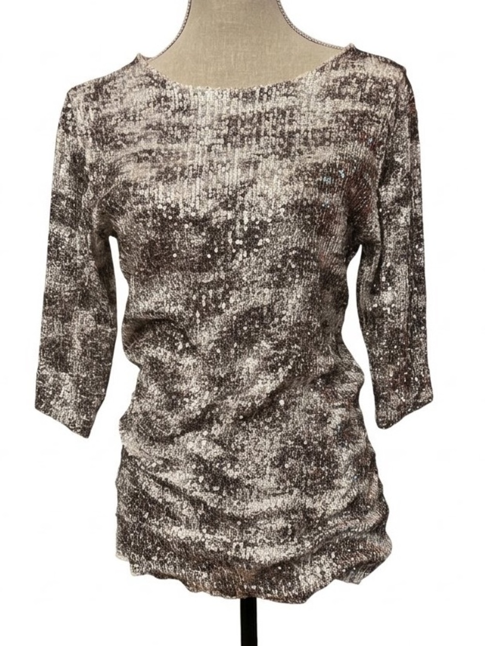 Free People Intimately Gold Rush Sequin Top in Alabaster Combo Size Large
